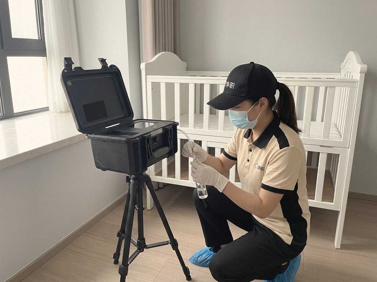 别墅甲醛检测怎么做：婴儿房甲醛检测采样（示意图）