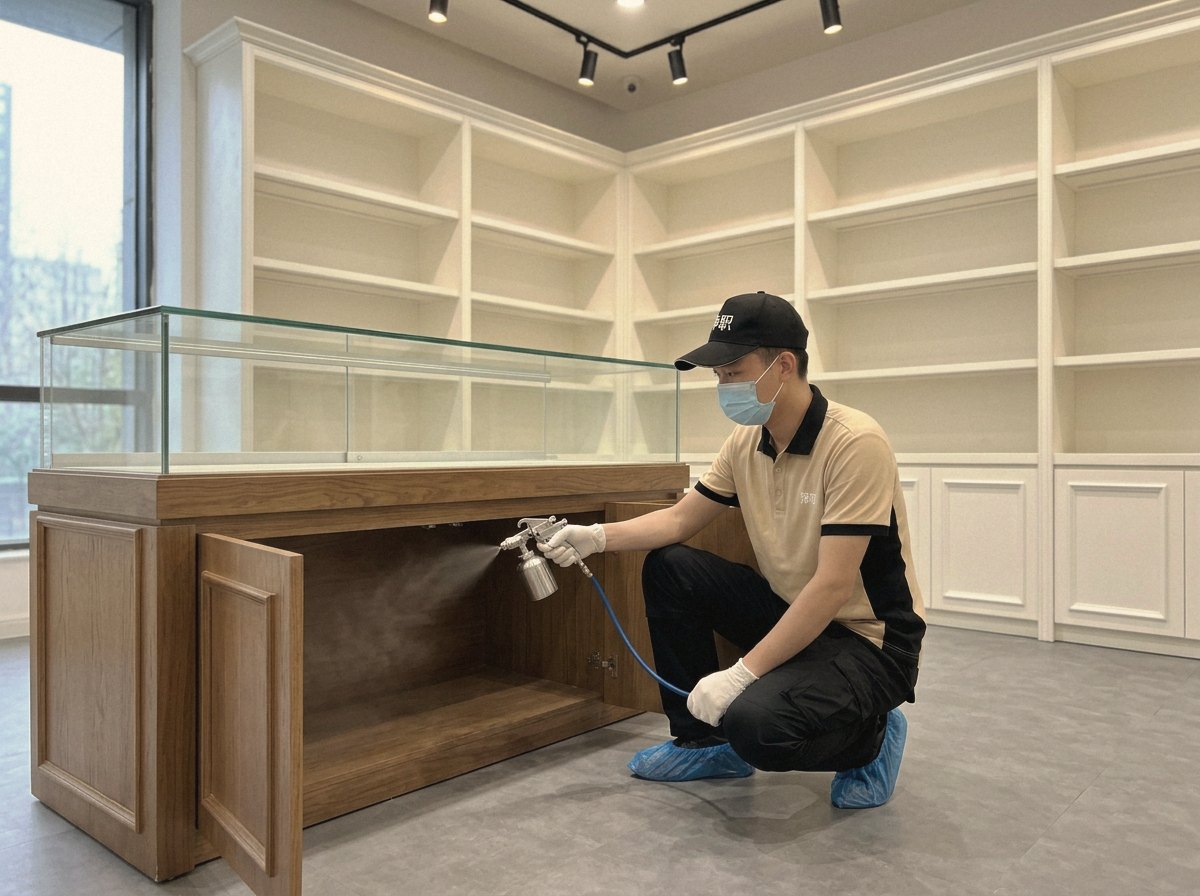 店铺开业前要除甲醛吗:商铺展柜除醛施工(示意图)